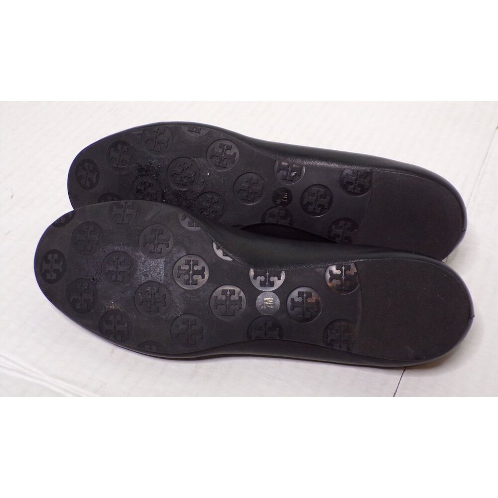 πTORY BURCH Claire Ballet Flats Shoes Logo Black 7 - Picture 16 of 16